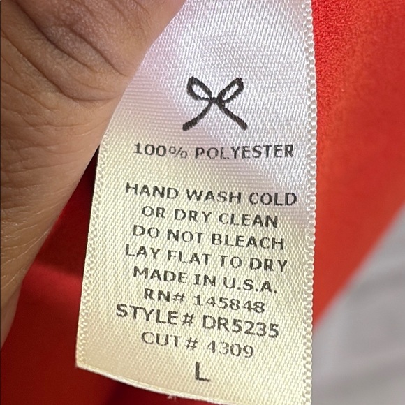 Everly Dress size large Sheath Orange red Classic Scallop Sleeve Zip - Picture 3 of 8